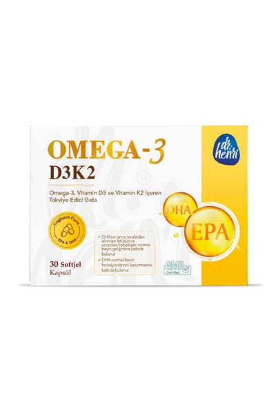 Dr. Henri Balık Yağı İçeren Omega-3 D3 & K2 Vitamin Takviye Edici Gıda 30 Tablet