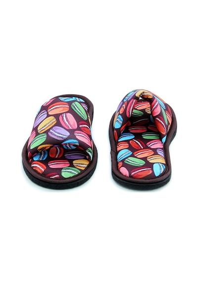 Unisex Kahverengi Macaron Desenli Yumuşak Tabanlı Ev Terlik Kahverengi