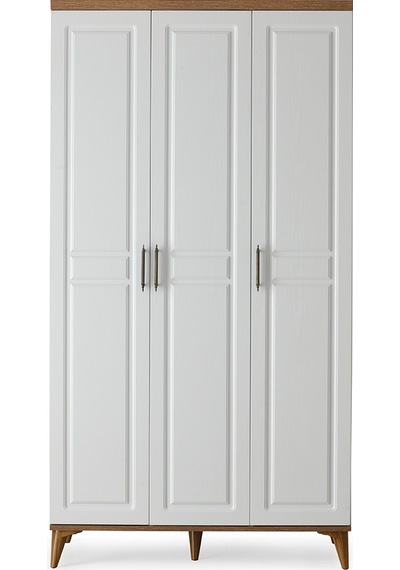 GuneyStore Sport 3 Kapaklı Komple MDF Atlantik Çam-Beyaz Gardırop