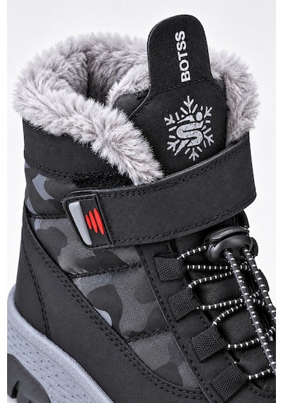 Muggo Peak İçi Kürklü Cırtlı Ve Bağcıklı Unisex Çocuk Kar Botu Siyah