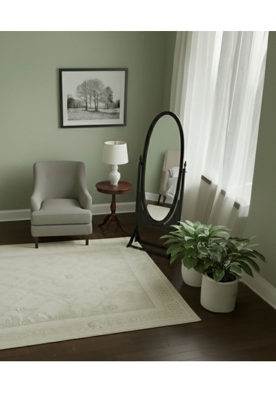 Rivoli Ayaklı Ahşap Oval Boy Aynası 58x165 Siyah