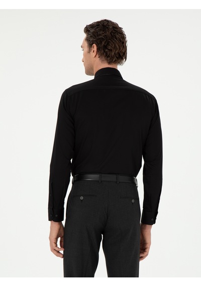 Cacharel Siyah Slim Fit Pamuklu Klasik Gömlek