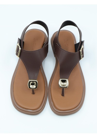 Nesilshoes Nesil Shoes Dvm 219 Kahve Tokası Cırtlı Parmak Arası Sandalet