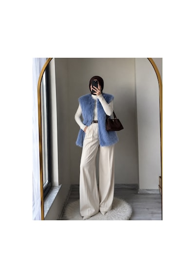Verymoda Tüylü Yelek Vmf1567 Mavi