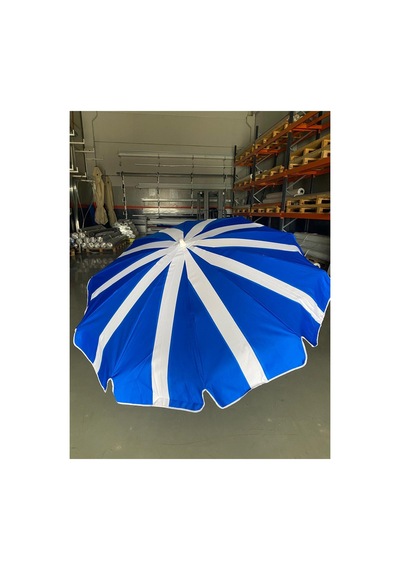 360 Derece Dönebilen Head Tilt Plaj Şemsiyesi 200 Gr/m² Polyester Oxford Kumaş Lacivert Beyaz