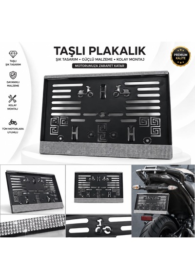 Kristal Parlak Taşlı Motor Plakası Işıltılı Renk Tüm Motorsikletlerle Uyumlu