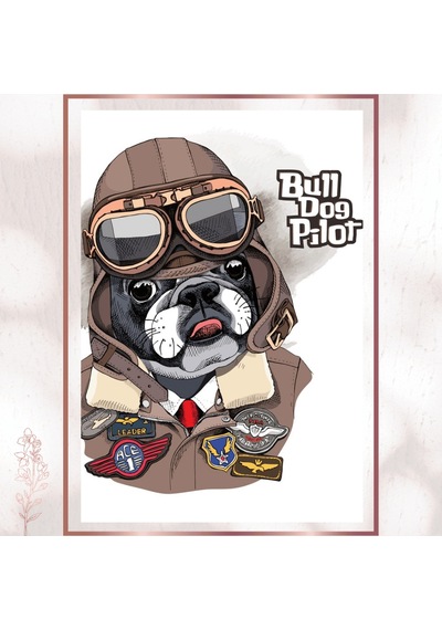 Bulldog Pilot - Sevimli Ve Karizmatik Vintage Pvc Tablo