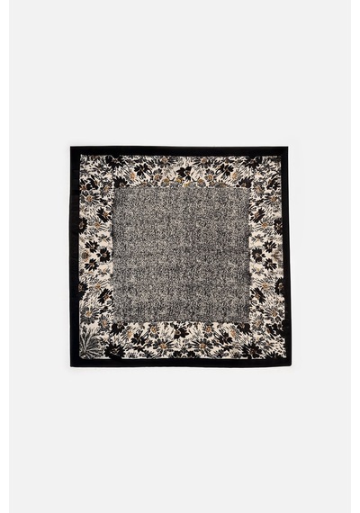 Akswsuar Floral Desenli Fular 70 70 Cm Siyah