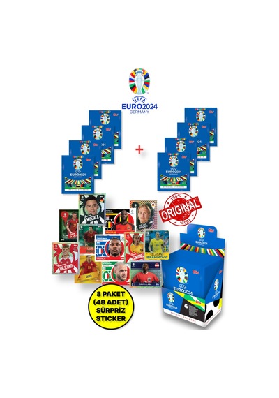 Almanya Euro 2024 Avrupa Şampiyonası Match Attax - 8 Adet Futbolcu Sticker Paketi 48 Adet Sticker