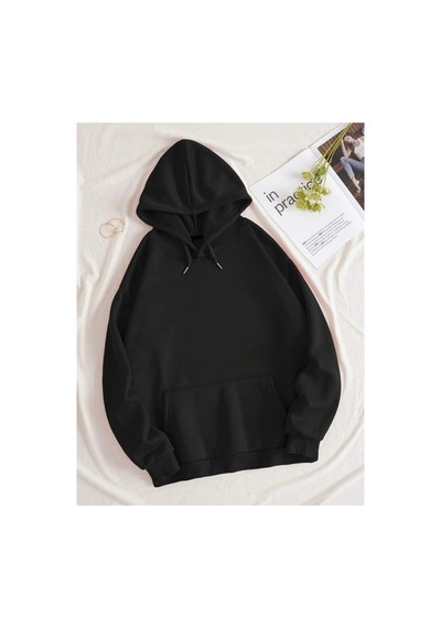Tarzsokak Be True Renkli Oversize Kapüşonlu Sweatshirt Siyah