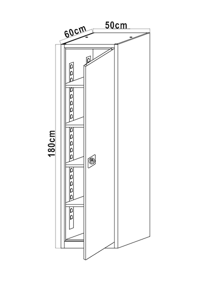 Çelik Dosya Dolabı Metal Dolap Ofis Dolapları Arşiv , Garaj , Bahçe , Kiler , Balkon 50x60x180 Siyah / Siyah