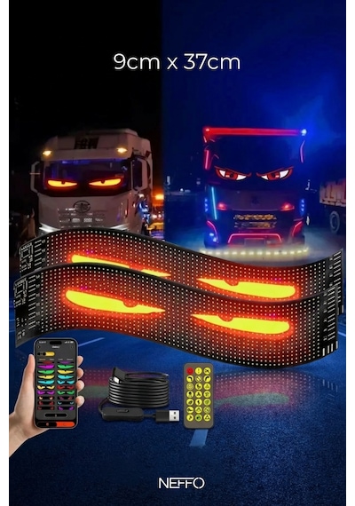 Matrix Şeytan Göz Kayar Led Panel Tabela Uzaktan Kumandalı Telefon Üzerinden Tasaralama 37cm