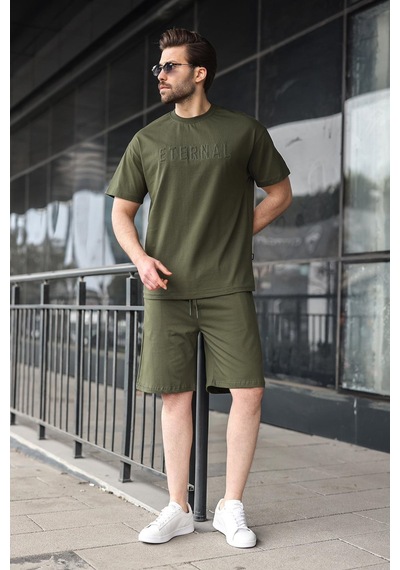 Haki Erkek Şort T-shirt Takım E7347