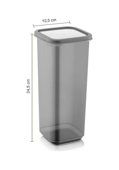 Meleni Home 12'li Set Jumbo Boy Sızdırmaz Kapaklı Kare Erzak Saklama Kabı Antrasit 12 X 1.70 Lt Etiketli
