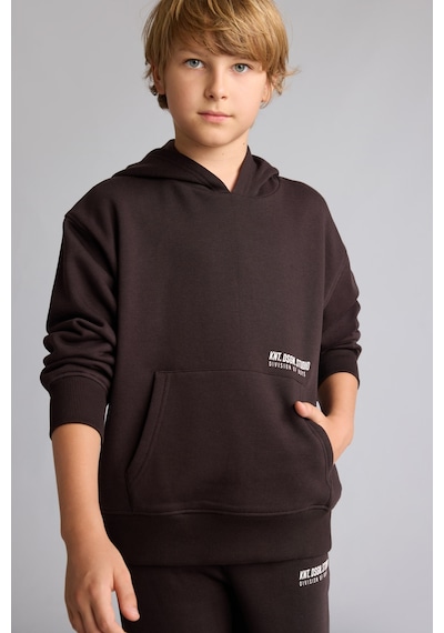 Defacto Regular Fit Kapüşonlu Baskılı Kanguru Cepli Kalın Kumaş Sweatshirt Erkek Çocuk H9682a826wnbn338 Kahve-bn338