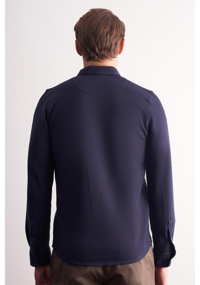 İmza Lacivert Uzun Kol Düğmeli Yaka Kendinden Desenli Pamuklu Slim Fit Gömlek 1004255267 Lacivert İmza Lacivert Uzun Kol Düğmeli Yaka Kendinden Desenli Pamuklu Slim Fit Gömlek 1004255267 Lacivert