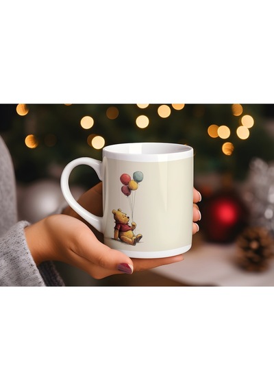 Winnie The Pooh Tasarım Yeni Başlangıç Temalı Kupa Bardak Pozitif Sözlü İlham Veren Hediye Bardak Beyaz