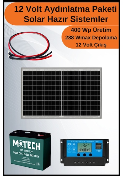 N&D Lighting Aydınlatma Trenta Mono Solar Paket 12 Volt-400wp