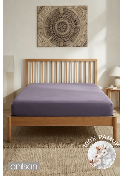 %100 Pamuklu Penye Lastikli Çarşaf Tek/çift Kişilik Fitted Jersey 30 Cm Köşe Yüksekliği Mürdüm