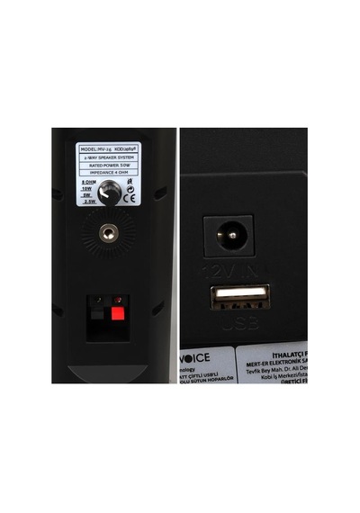 Magicvoice Mv-26 2x7.5 Cm 50 Watt Komütatörlü Hat Trafolu Siyah Sütun Hoparlör 2 Li Takım