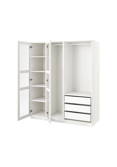 Ikea Beyaz Şık Kapaklı Gardırop Beyaz-cam