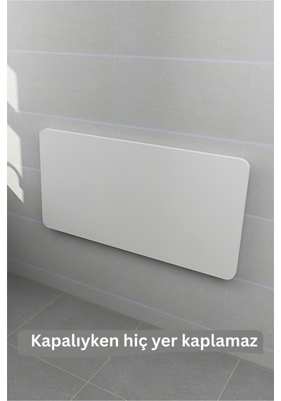 60x90 Cm Duvara Monte Kırma Katlanr Masa Mat Beyaz