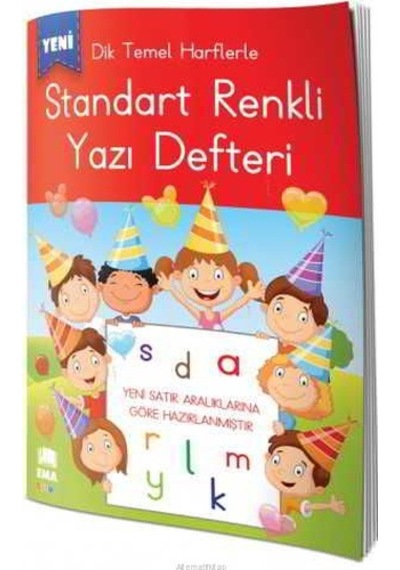 Dik Temel Harflerle Standart Renkli Yazı Defteri Ema