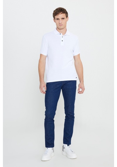 AC&Co / Altınyıldız Classics Erkek Beyaz Slim Fit Dar Kesim Polo Yaka Jakarlı Tişört Beyaz AC&Co / Altınyıldız Classics Erkek Beyaz Slim Fit Dar Kesim Polo Yaka Jakarlı Tişört Beyaz