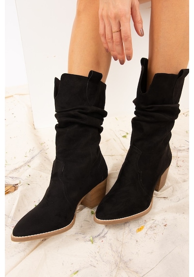 Fox Shoes Siyah Süet Kadın Bot J404040002
