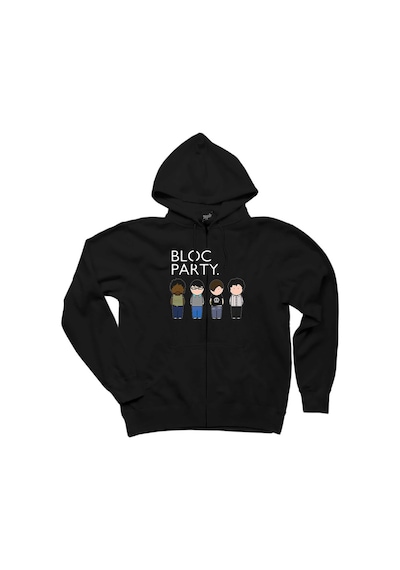 Bloc Party Grup Siyah Fermuarlı Kapşonlu Siyah