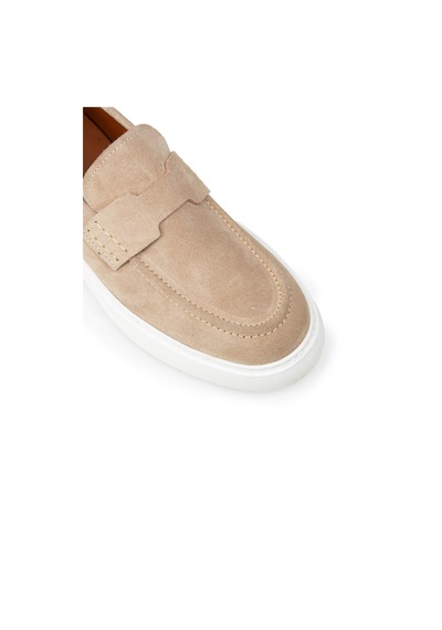Deery Erkek Hakiki Süet Bej Loafer Ayakkabı - 02043mbejp03