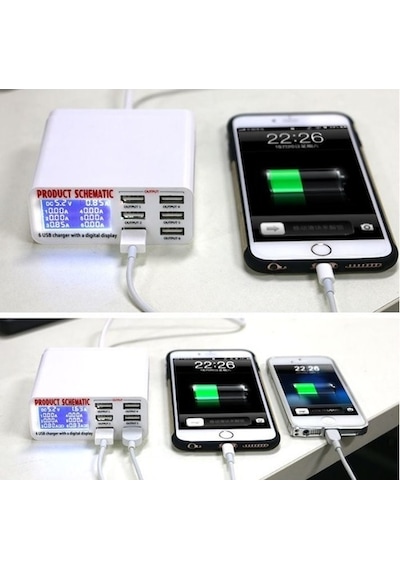 Quick Charge 3.0 40W 6 Usb Charger Display Charge Socket Fast Cha (469840886)