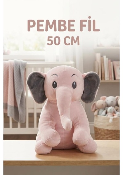 Peluş Nazlı Fil Pembe 50 Cm Sevimli Konforlu: Peluş Uyku Yastığı Ve Sarılma Arkadaşı Dekoratif Oyuncak