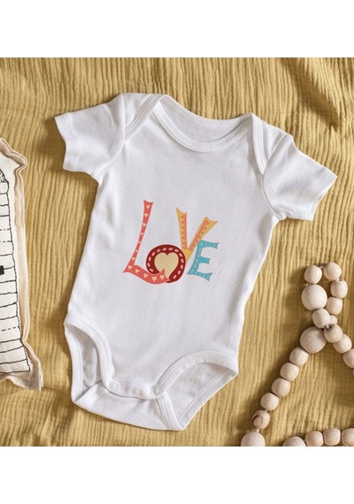Bitmeyenkartus Bk Kids Love Tasarımlı Bebek Body Zıbın - Model 1 Çok Renkli