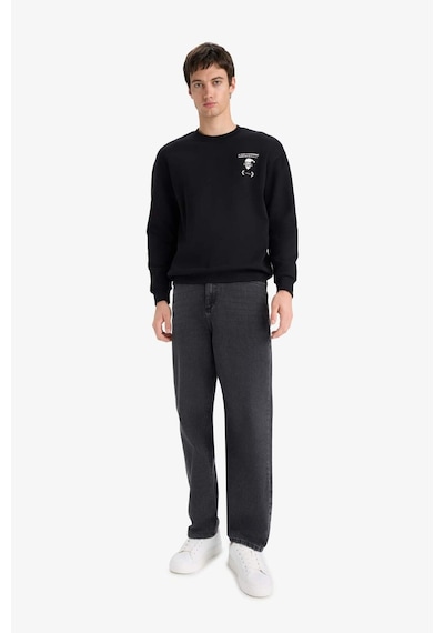 Defacto Boxy Fit Baskılı Sweatshirt F2626ax25wnbk81 Siyah-bk81