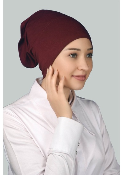 Altobeh Hazır Pratik Geçmeli Uzun Boru Tesettür Bonesi - Bordo