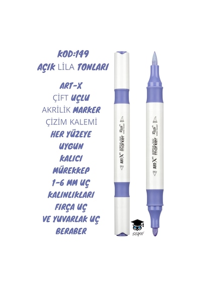 Art-x Çift Uçlu Akrilik Marker Çizim Kalemi Her Yüzeye Uygun Kalıcı Mürekkep 1-6 Mm Uç Kalınlıkları