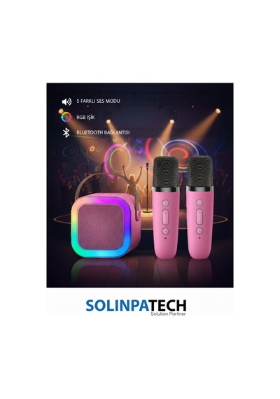 Çift Karaoke Mikrofonlu Kablosuz Bluetooth Rgb Işıklı 5 Ses Efektli Stereo Ses Usb/sd Hoparlör