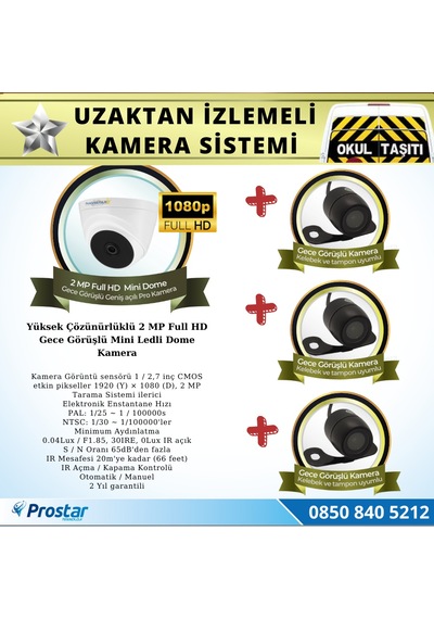 Okul Servis Kamera Sistemi Seti Uzaktan Izlemeli 4 Kameralı 7 İnç Hdmi Monitör 320 Gb Harddisk Dahil