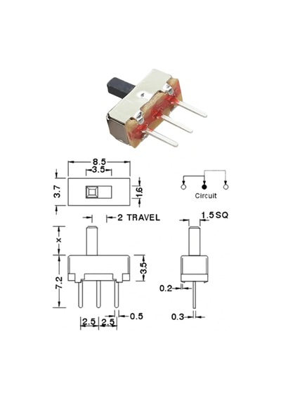 Ic-205-s Mikro Slide Switch On-off Pcb 3p