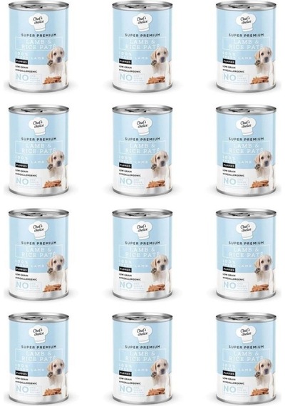 Chef's Choice Tahılsız Kuzulu Pirinçli Ezme Yavru Konserve Köpek Maması 12 x 400 G