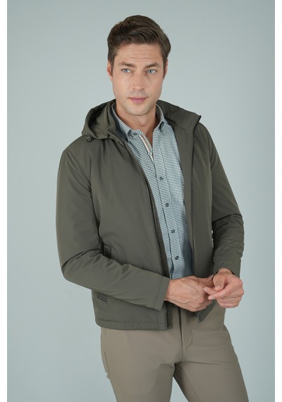Bisse Deri Detaylı Regular Fit Erkek Haki Mont Mnt24k24002 D49 Haki