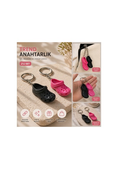 Terlik Görünümlü Anahtarlık Pembe Pembe