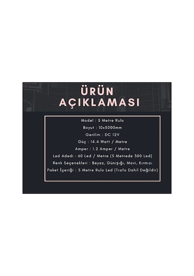 3 Çipli Iç Mekan Şerit Led Beyaz 5 Metre White