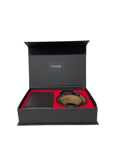 Fossil Kahverengi Flother Cüzdan 1826 & 3,5 Cm Hakiki Deri Kemer Kahverengi