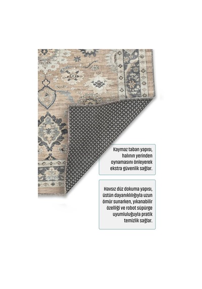 Dekoratif Halı Kaymaz Taban Leke Tutmaz Yıkanabilir Kilim Özel Ölçü Salon Halısı 3026