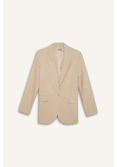 DeFacto Kruvaze Yaka Cepli Blazer Ceket E4357AX25SPBG702 Bej