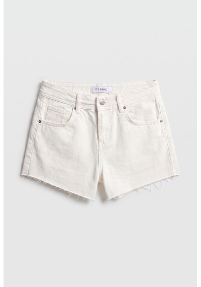 Itsbasic Kadın Kırık Beyaz 7s6-101 Mini Mom Arkadan Cepli %100 Koton Denim Şort