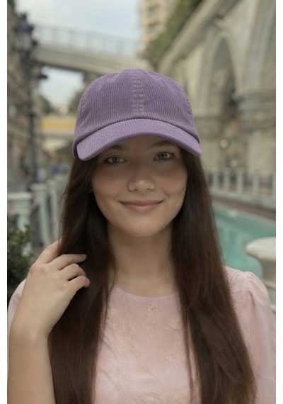 Mollycrush Kadın Mevsimlik Fitilli Kadife Mor Şapka Günlük Ayarlanabilir Beyzbol Kep Mor