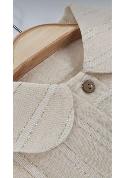 Babyhola Müslin Kız Bebek Bayramlık Takım Simli İp Geçişli Gipe Detaylı 2012 Bej